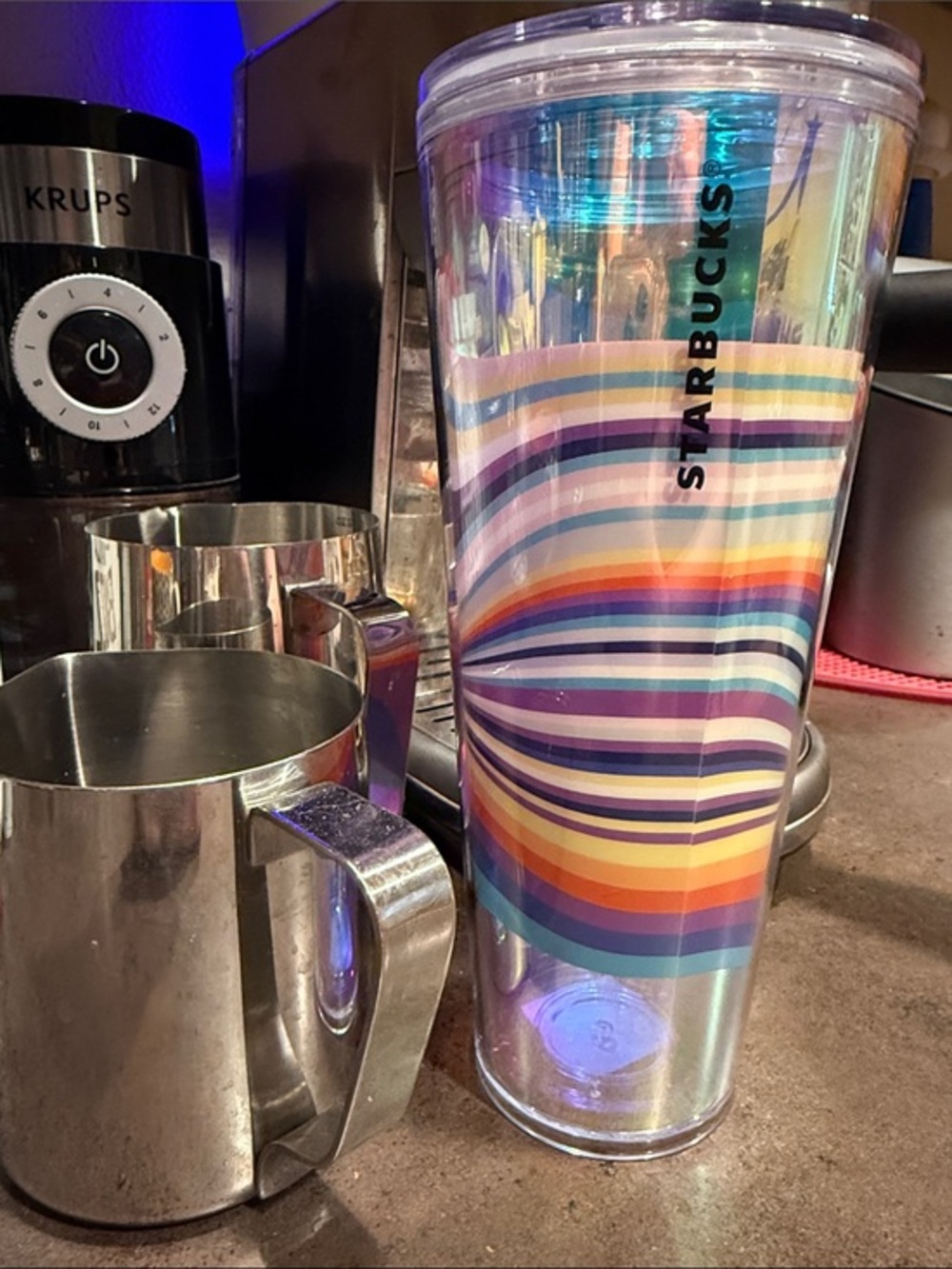 Starbucks 2021 Iridescent Tumbler with Multicolor Stripes